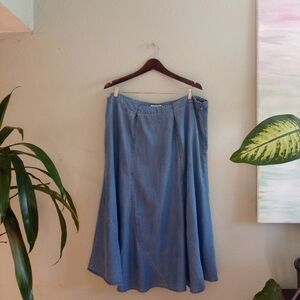 Charter Club Chambray Coastal Cowgirl Seamed Lightweight Western  Maxi Skirt